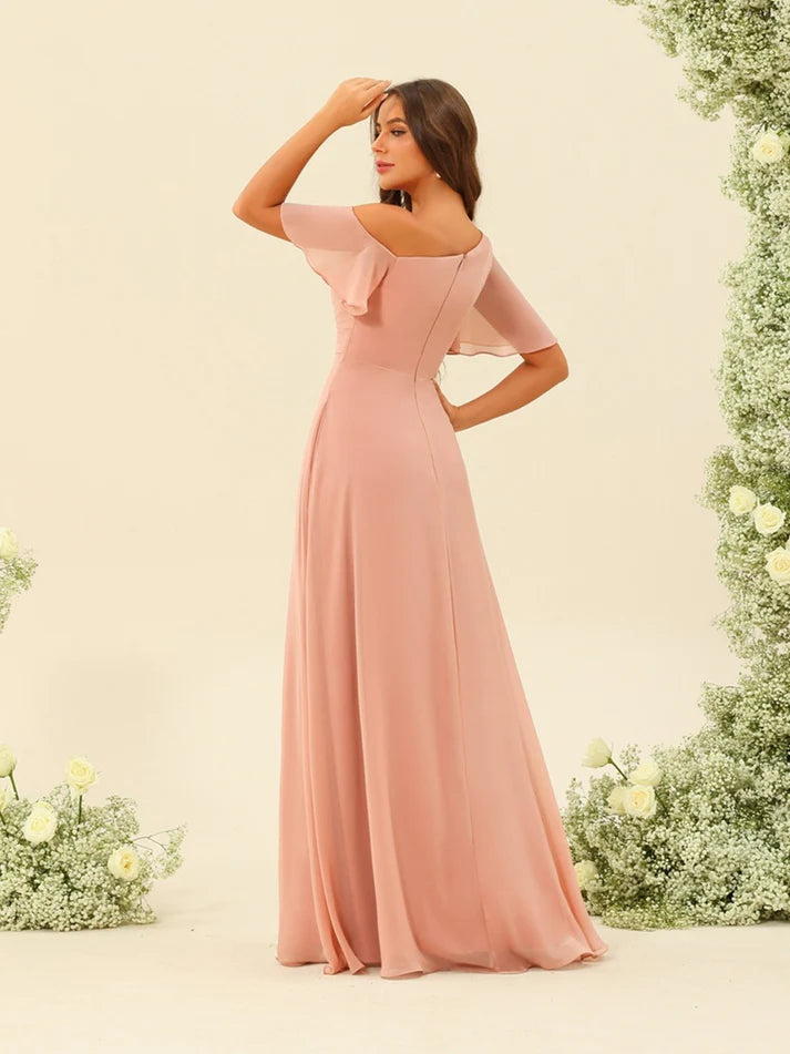 A-Line/Princess One-Shoulder Floor-Length Split Side Full of charm Evening Dresses